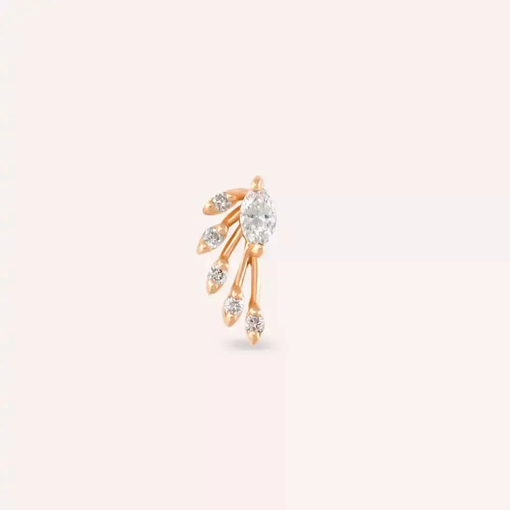Lithe Pırlanta Taşlı Rose Altın Piercing