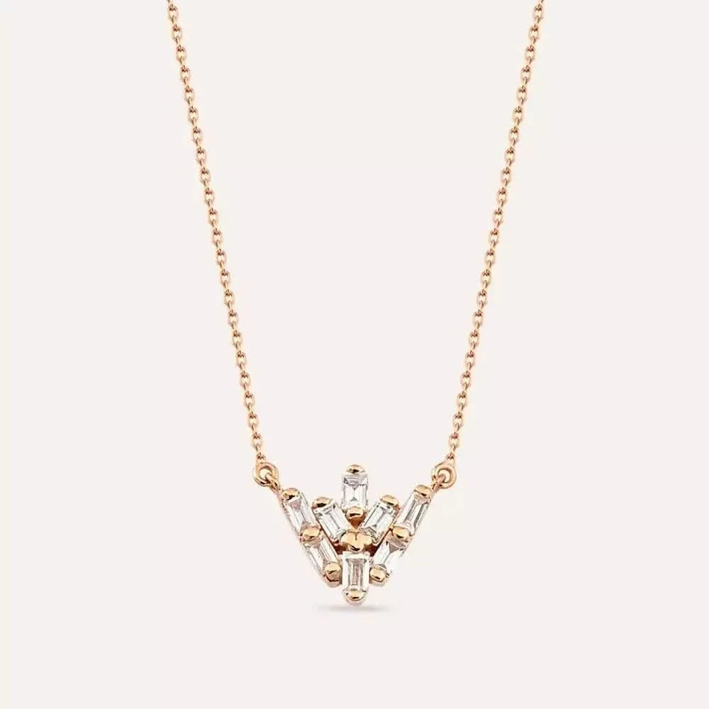 Livas Pırlanta Taşlı Rose Altın Kolye