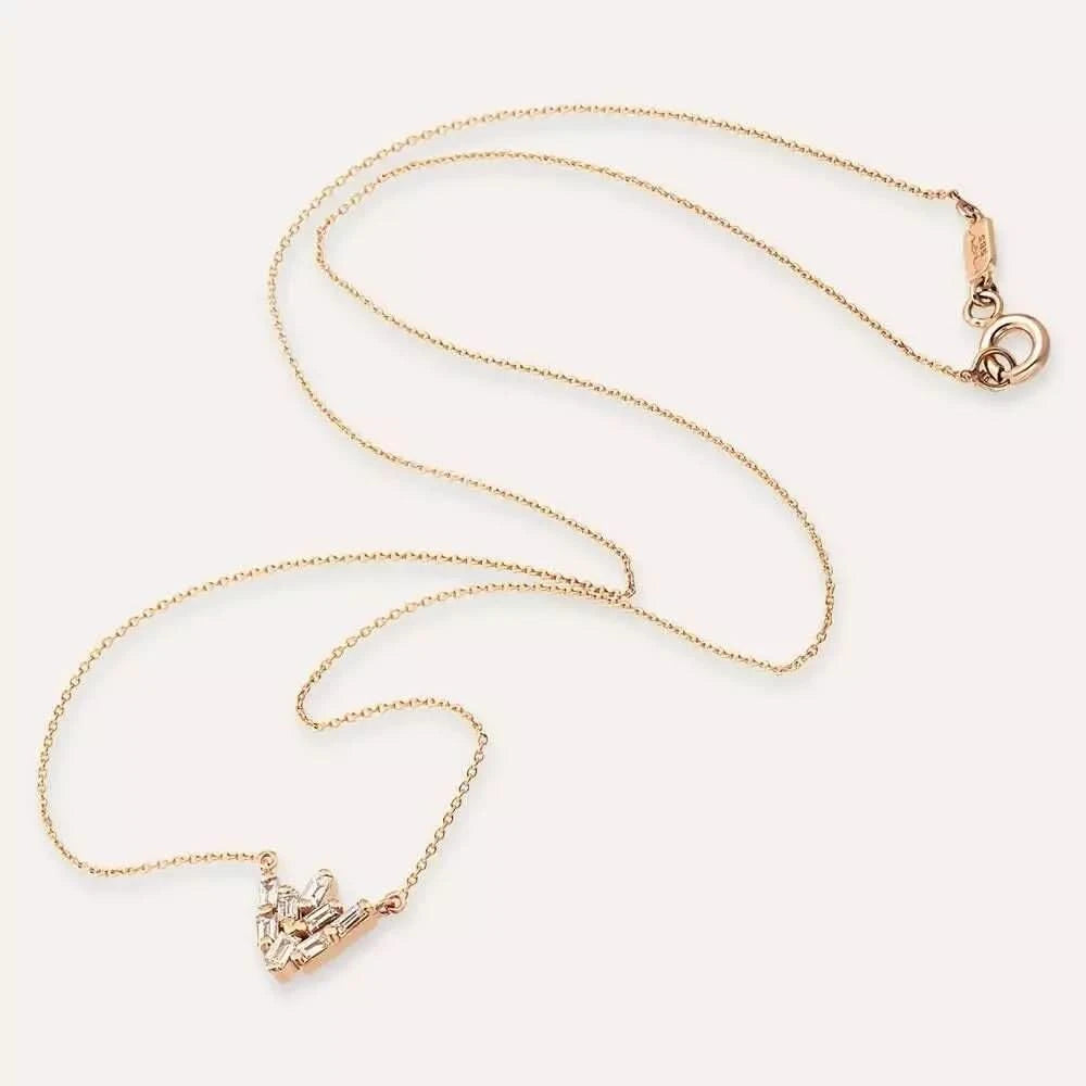 Livas Pırlanta Taşlı Rose Altın Kolye