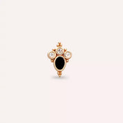 Liya Pırlanta Taşlı ve Siyah Mineli Rose Altın Piercing