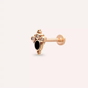 Liya Pırlanta Taşlı ve Siyah Mineli Rose Altın Piercing