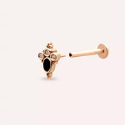 Liya Pırlanta Taşlı ve Siyah Mineli Rose Altın Piercing