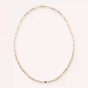 Lock Yakut ve Pırlanta Taşlı Rose Altın Kolye