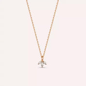 Lotus 0.12 CT Markiz Kesim Pırlanta Taşlı Rose Altın Kolye