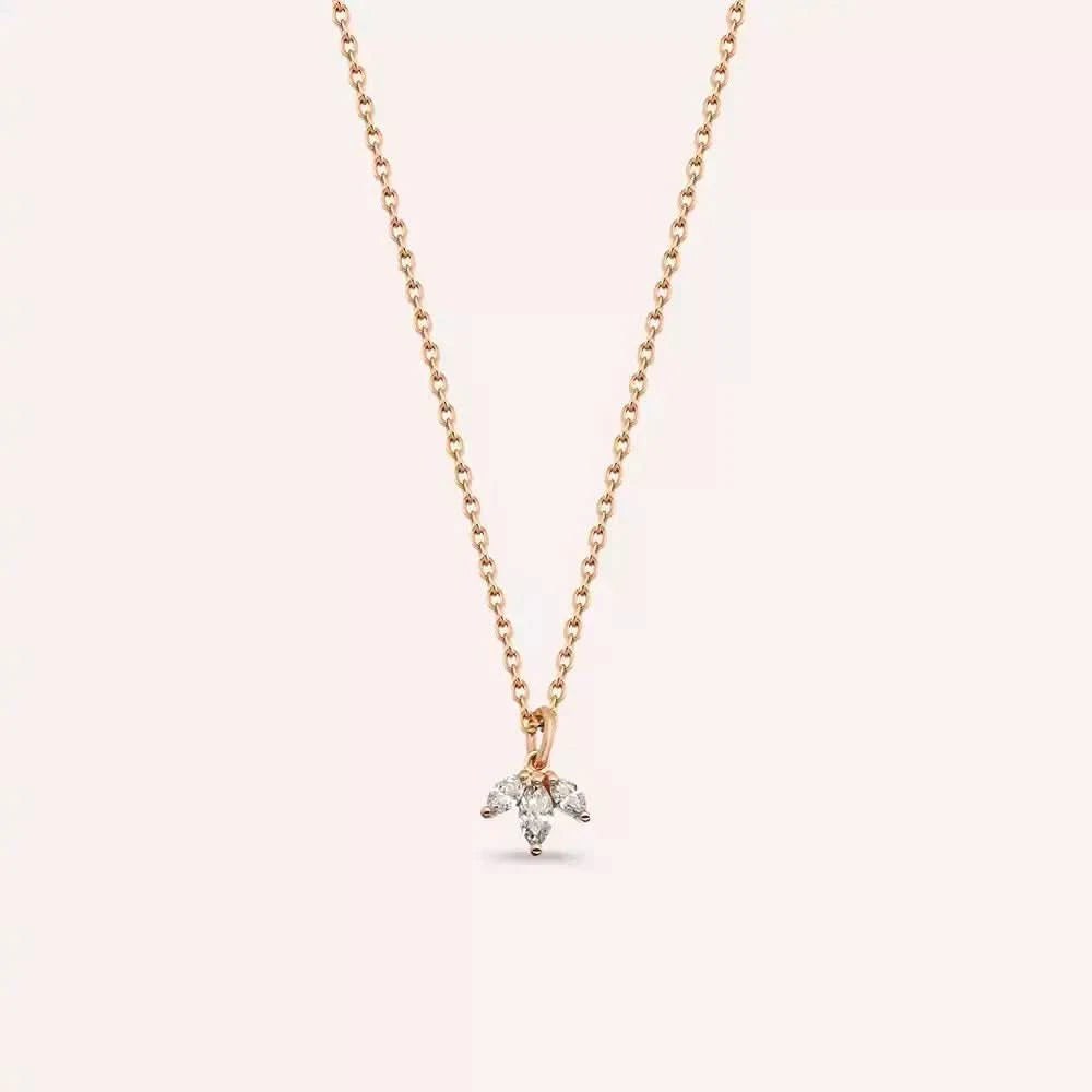 Lotus 0.12 CT Markiz Kesim Pırlanta Taşlı Rose Altın Kolye