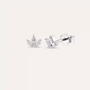 Lotus 0.25 CT Markiz Kesim Pırlanta Taşlı Beyaz Altın Küpe