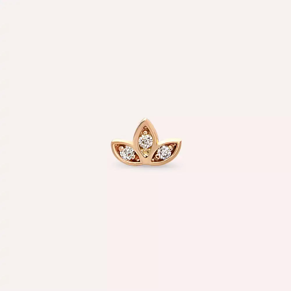 Mini Lotus Pırlanta Taşlı Rose Altın Piercing