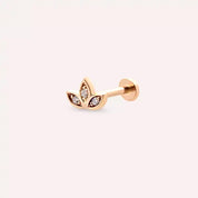 Mini Lotus Pırlanta Taşlı Rose Altın Piercing