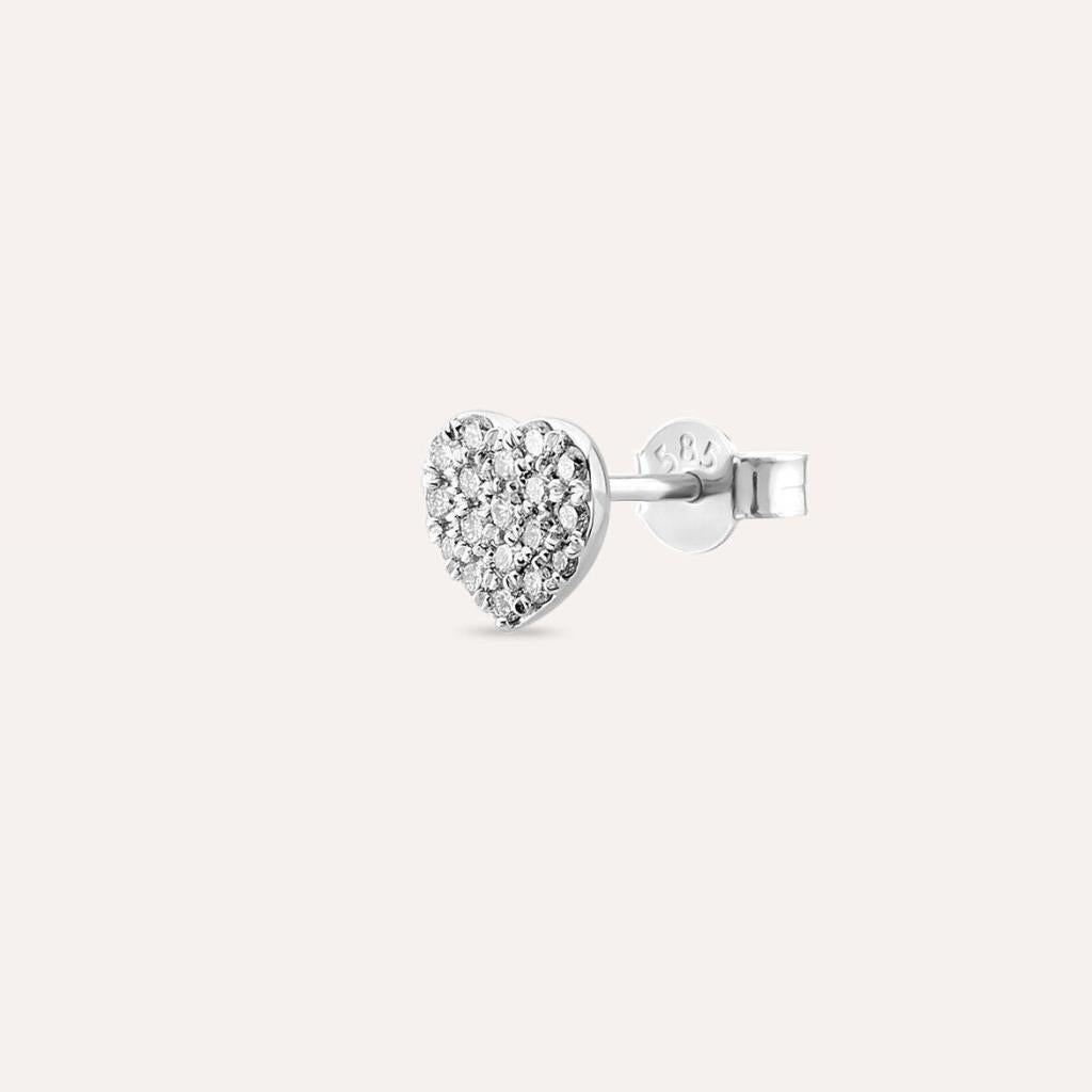 Love 0.20 CT Pırlanta Taşlı Beyaz Altın Tek Küpe