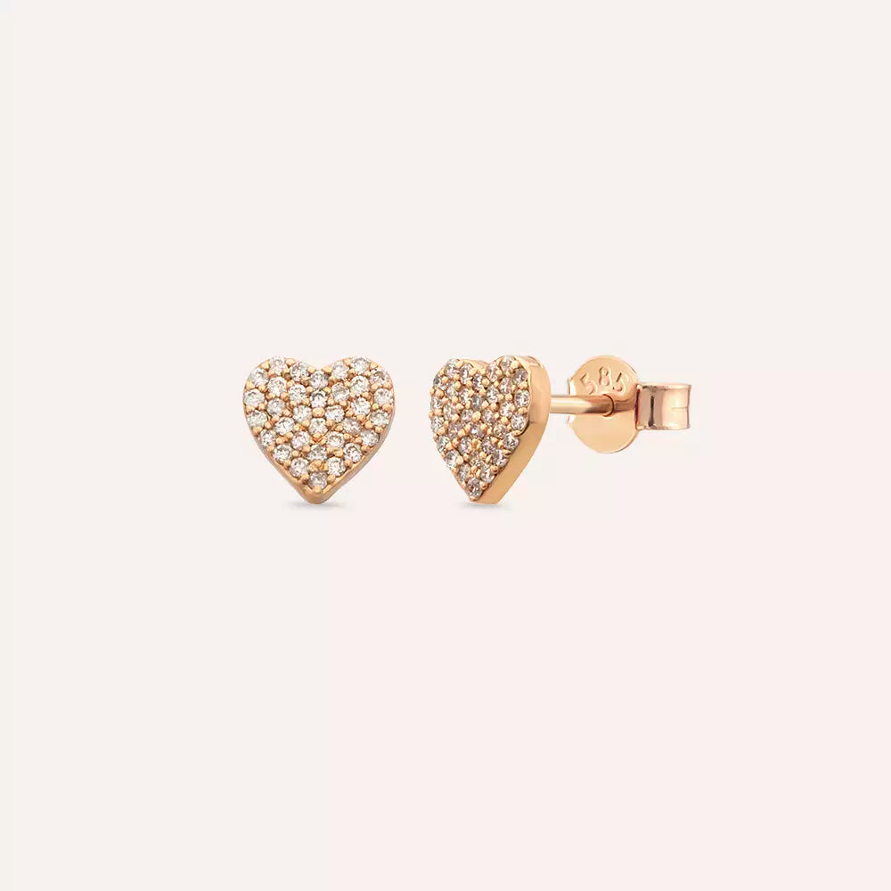 Eros 0.30 CT Pırlanta Taşlı Rose Altın Küpe