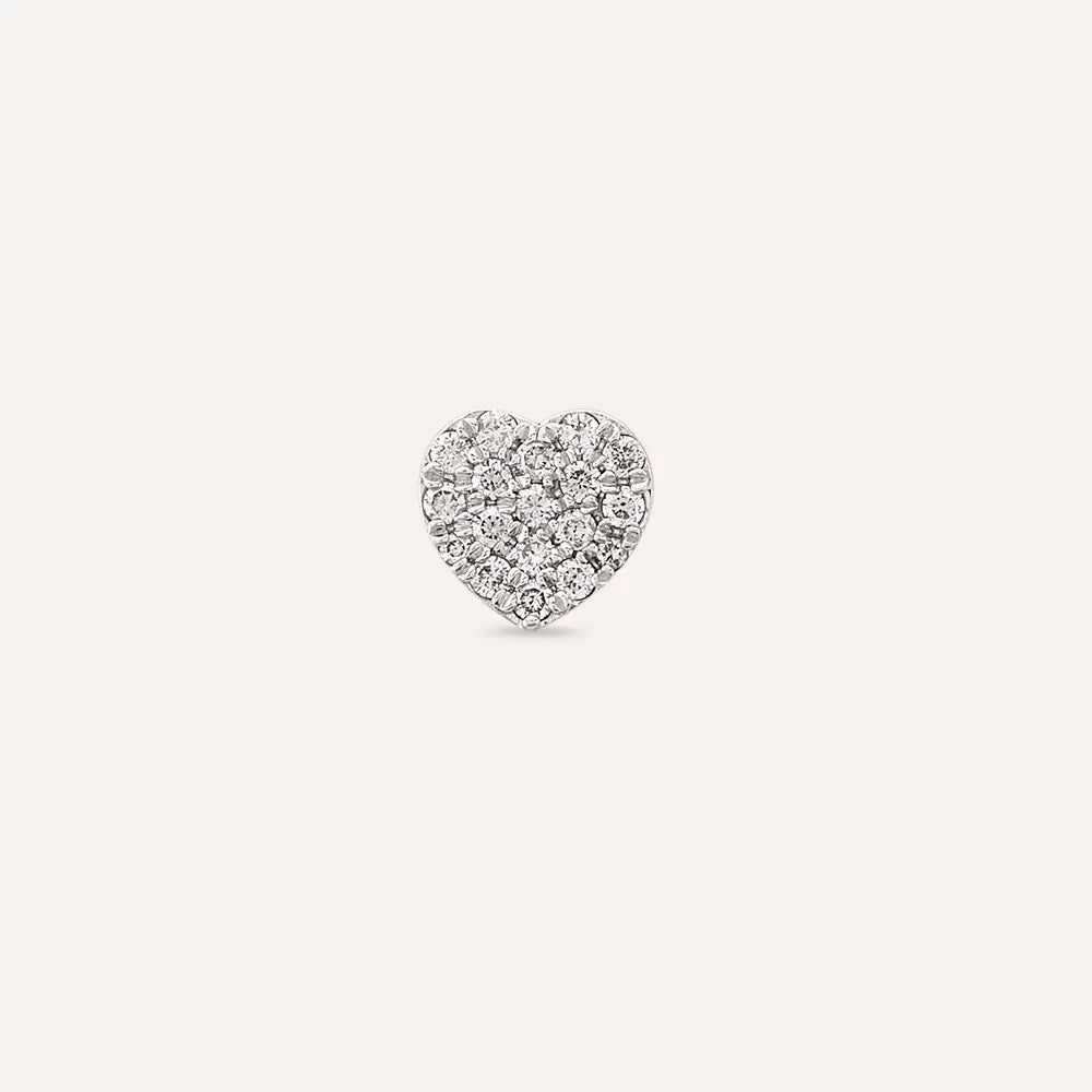 Love Pırlanta Taşlı Beyaz Altın Tek Küpe