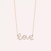 Love Pırlanta Taşlı Rose Altın Kolye