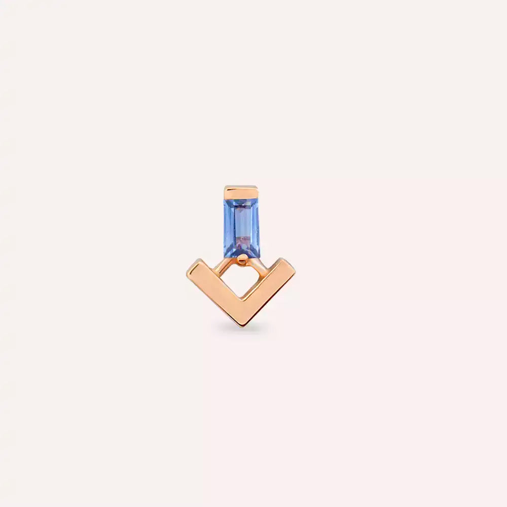 Lumi Blue Safir Taşlı Rose Altın Piercing