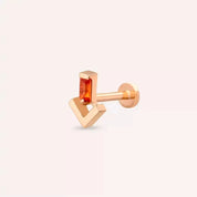Lumi Orange Safir Taşlı Rose Altın Piercing