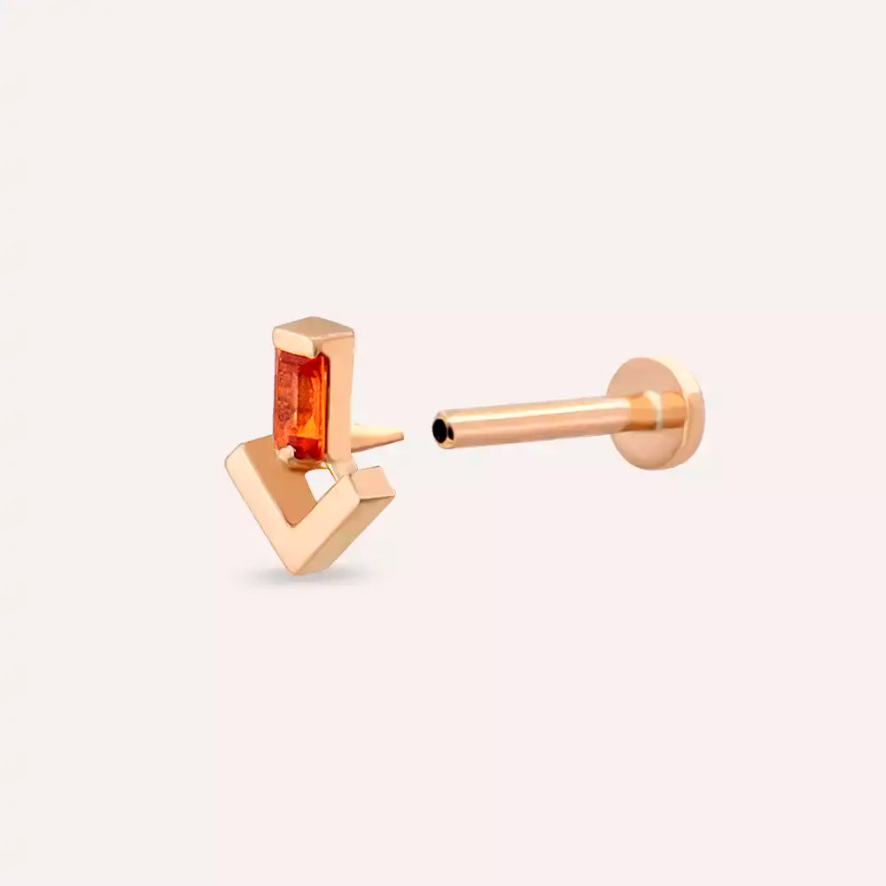 Lumi Orange Safir Taşlı Rose Altın Piercing