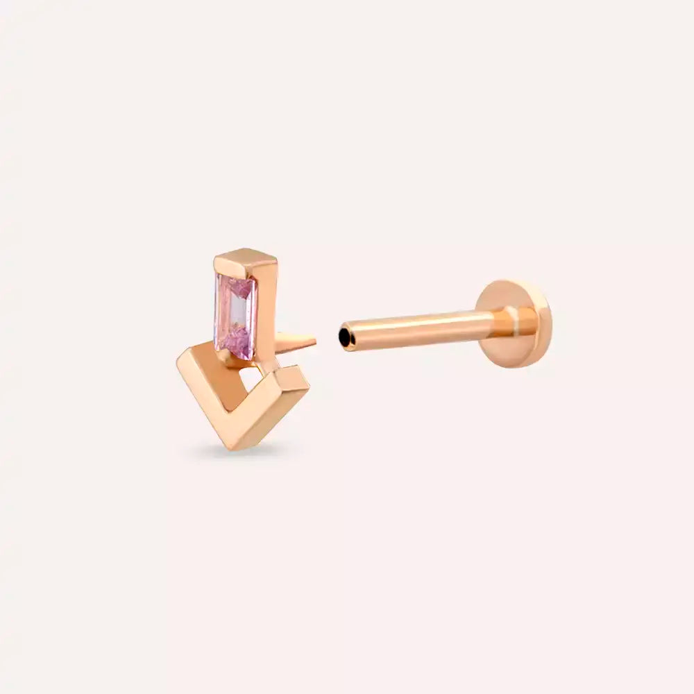 Lumi Pink Safir Taşlı Rose Gold Piercing