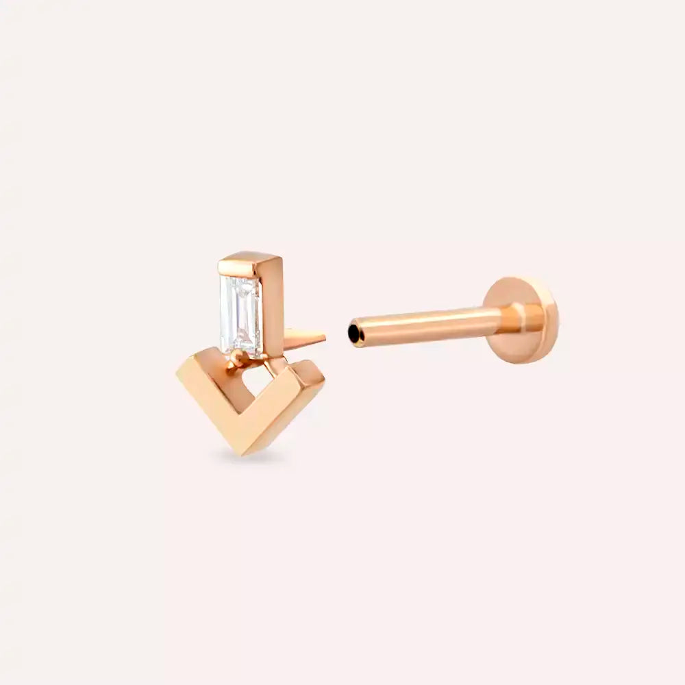 Lumi Pırlanta Taşlı Rose Altın Piercing