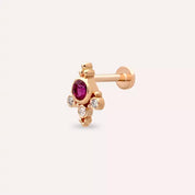 Lune Yakut ve Pırlanta Taşlı Rose Altın Piercing