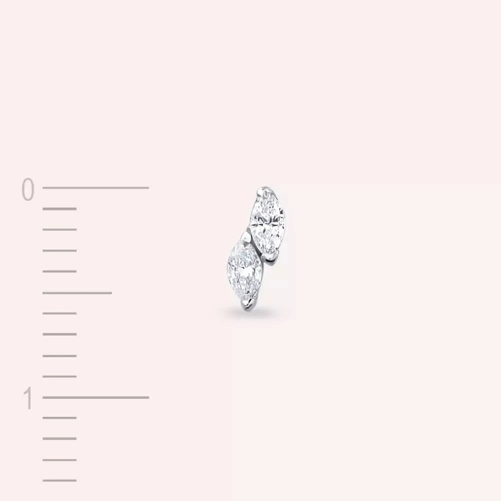 Lunes Pırlanta Taşlı Beyaz Altın Tek Küpe