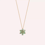 Luvis Green Safir Taşlı Rose Altın Kolye