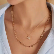 M Harf 0.15 CT Pırlanta Taşlı Rose Altın Kolye