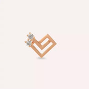 Maze Pırlanta Taşlı Rose Altın Piercing