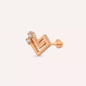 Maze Pırlanta Taşlı Rose Altın Piercing