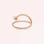 Meteoroid Baget Pırlanta Taşlı Rose Altın Yüzük