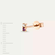 Mild Pırlanta ve Ametist Taşlı Mini Tek Küpe