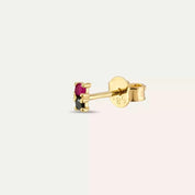 Mild Siyah Pırlanta ve Yakut Taşlı Mini Tek Küpe