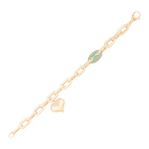 Mineli Kalp Detay Tasarım Altın Bileklik