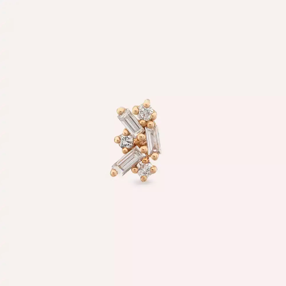 Mingled Pırlanta Taşlı Rose Altın Piercing