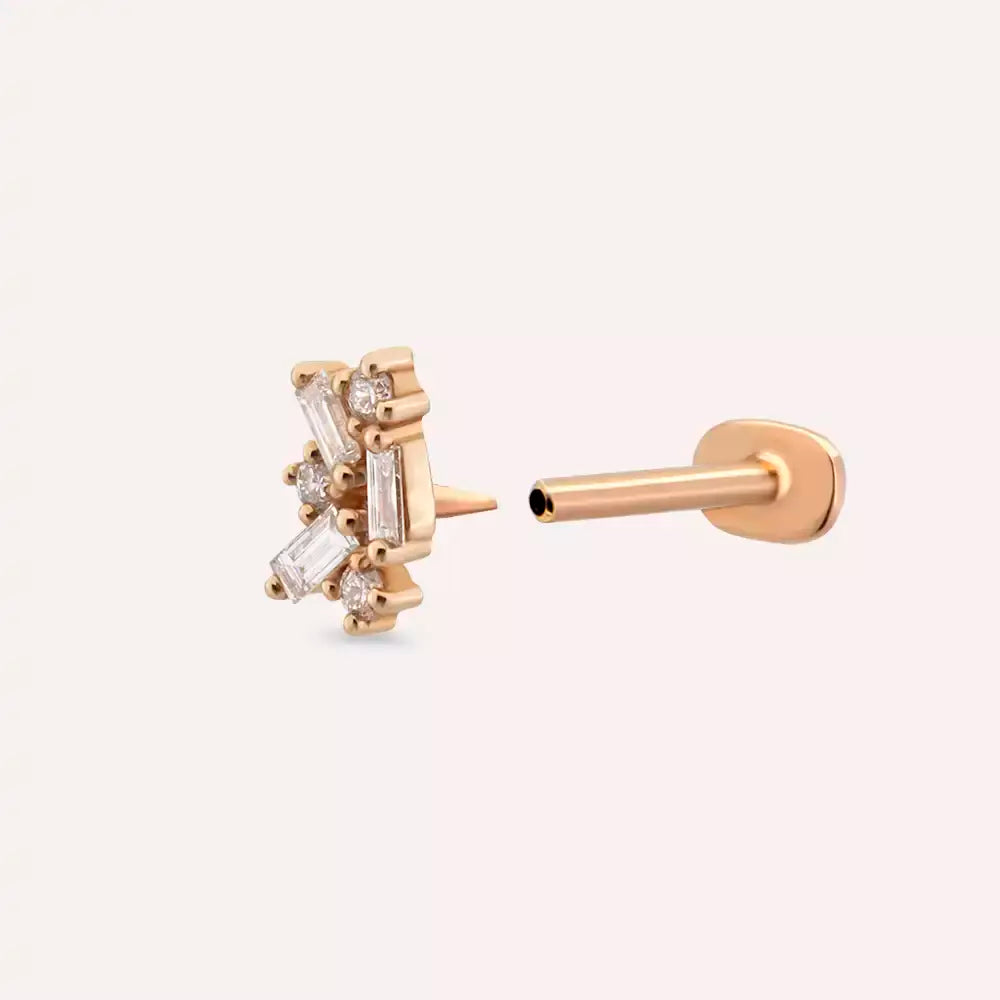 Mingled Pırlanta Taşlı Rose Altın Piercing