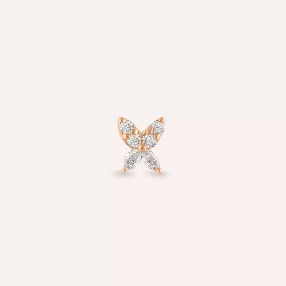 Mini Pion Pırlanta Taşlı Rose Altın Piercing