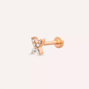Mini Pion Pırlanta Taşlı Rose Altın Piercing