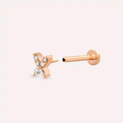 Mini Butterfly Pırlanta Taşlı Rose Altın Piercing