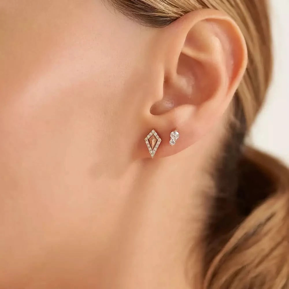 Mini Kiara Pırlanta Taşlı Rose Altın Tek Küpe