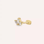 Mini Lotus Pırlanta Taşlı Sarı Altın Piercing