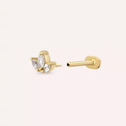 Mini Lotus Pırlanta Taşlı Sarı Altın Piercing