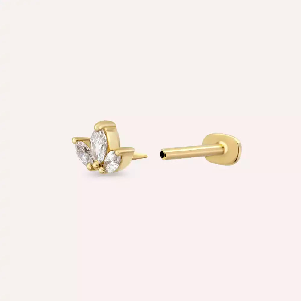 Mini Purity Pırlanta Taşlı Sarı Altın Piercing