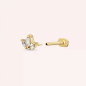 Mini Lotus Pırlanta Taşlı Sarı Altın Piercing