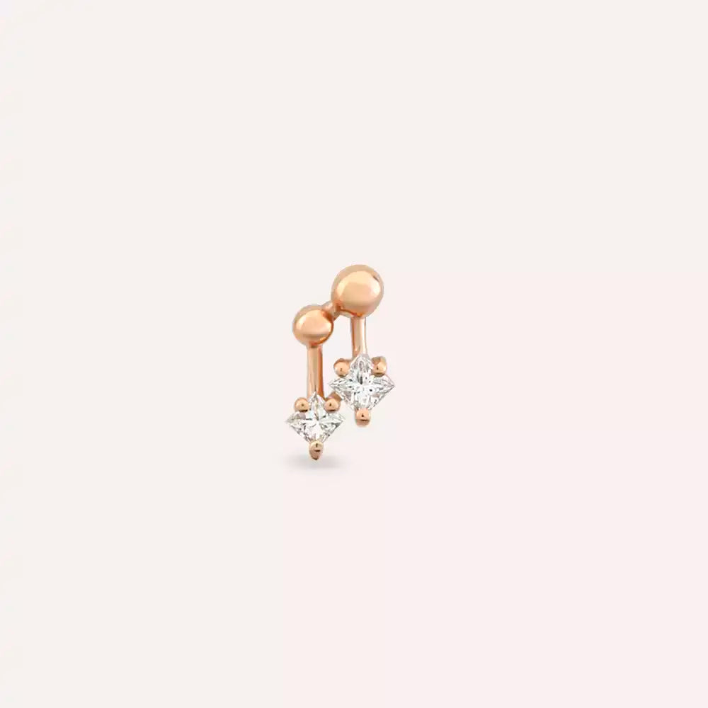 Mini Nota Pırlanta Rose Altın Piercing