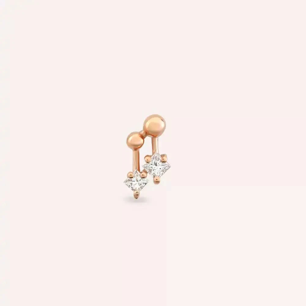 Mini Nota Pırlanta Rose Altın Piercing