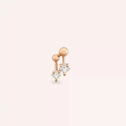 Mini Nota Pırlanta Rose Altın Piercing