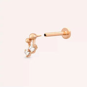 Mini Nota Pırlanta Rose Altın Piercing