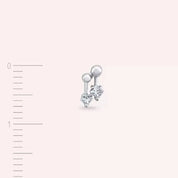 Mini Nota Prenses Kesim Pırlanta Taşlı Beyaz Altın Tek Küpe