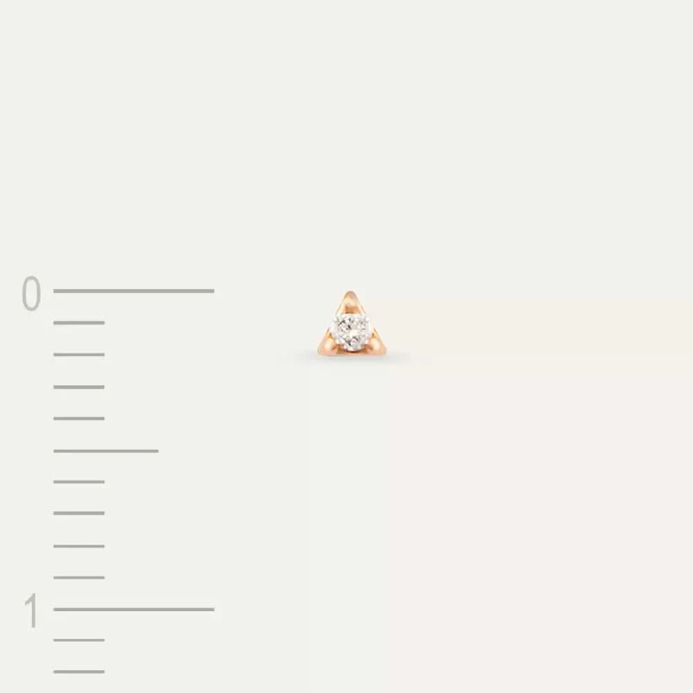 Mini Pırlanta Taşlı Rose Altın Tek Küpe