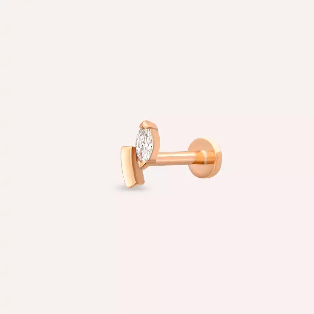 Mira Pırlanta Taşlı Rose Altın Piercing
