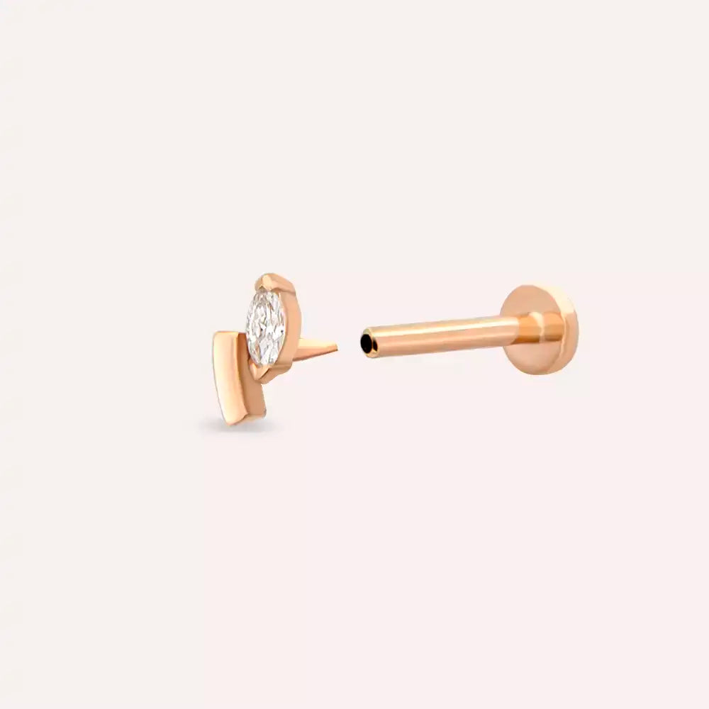 Mira Pırlanta Taşlı Rose Altın Piercing