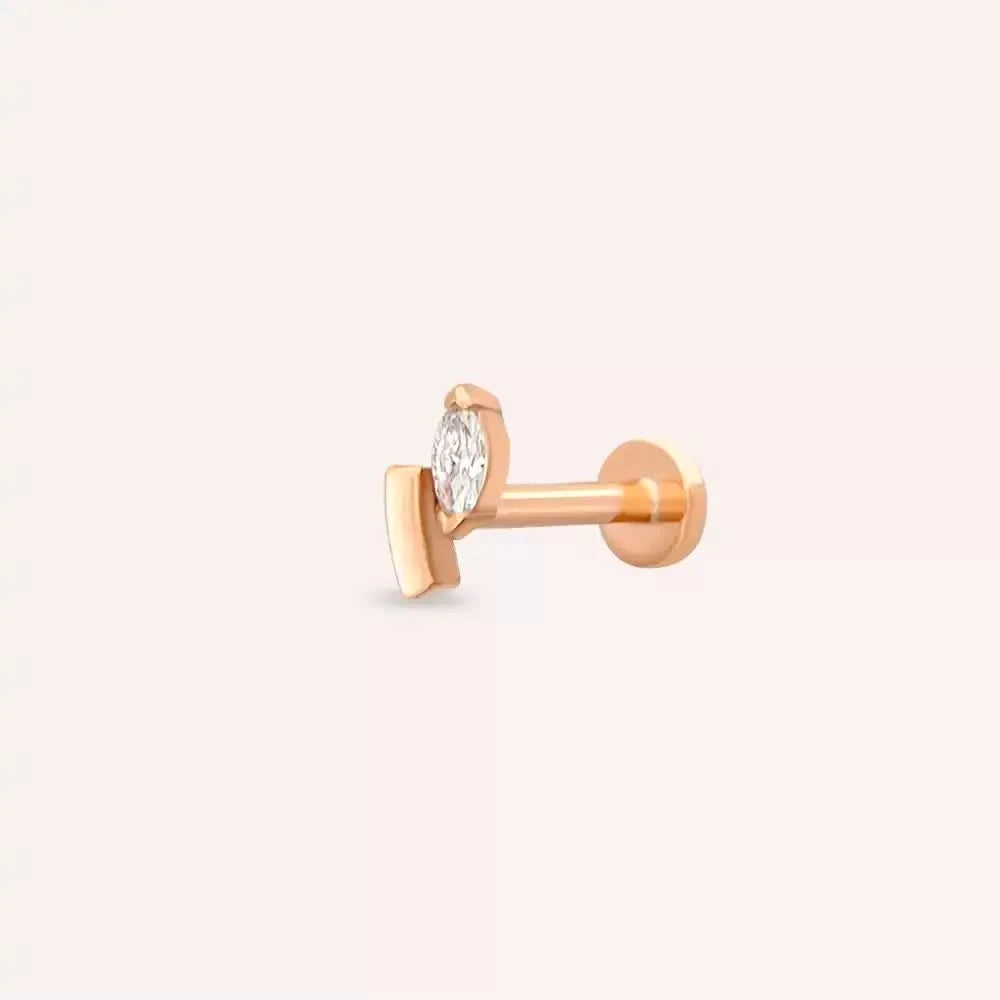 Mira Pırlanta Taşlı Rose Altın Piercing